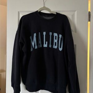 Brandy Melville Navy Crewneck with Blue Malibu Print